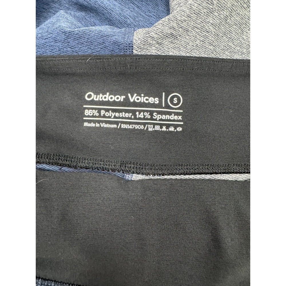 Outdoor Voices TechSweat Colorblock 5" Shorts Blue Grey Black Womens Small - Picture 4 of 5